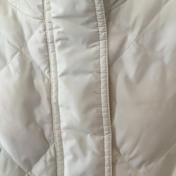 Eddie Bauer women's goose down puffer jacket white large EB700 quilted *flaw* - Picture 5 of 13
